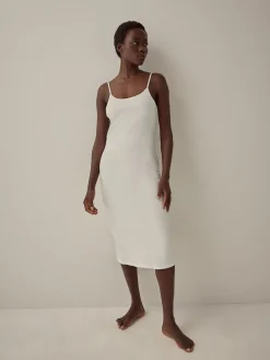 Next Black/White Long Naturally Cooling Cotton Slips 2 Pack Sale