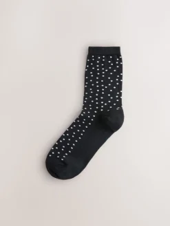 Next Ankle Socks 7 Pack Black/White Mix Print Outlet