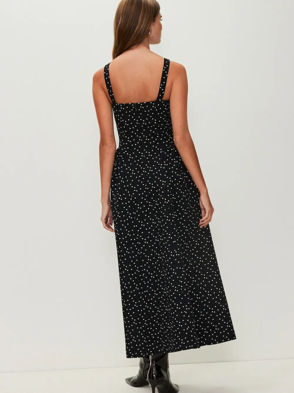 Next Occasion Cinched Waist Maxi Dress Black/White Polka Dot