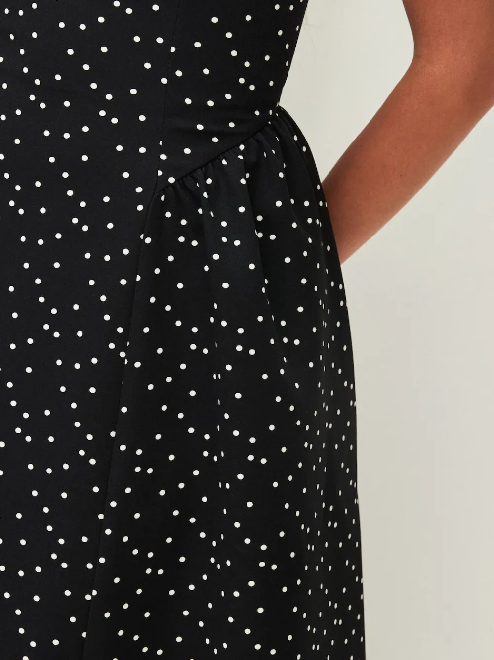 Next Occasion Cinched Waist Maxi Dress Black/White Polka Dot