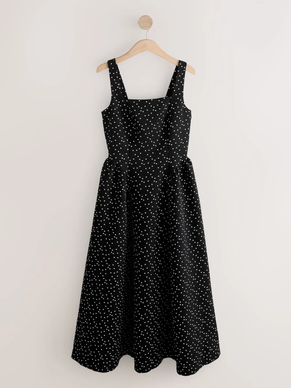 Next Occasion Cinched Waist Maxi Dress Black/White Polka Dot