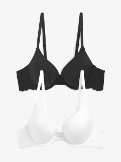 Next Push Up Pad Plunge A-E Smoothing T-Shirt Bras 2 Pack Black/White Sale