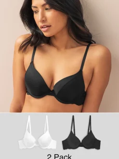 Next Push Up Pad Plunge A-E Smoothing T-Shirt Bras 2 Pack Black/White Sale