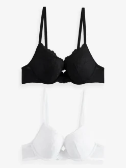 Next Push Up Plunge Lace Bras 2 Pack Black/White