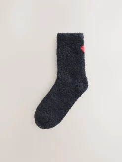 Next Cosy Ankle Socks 4 Pack Black/White Red Hearts