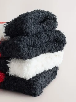 Next Cosy Ankle Socks 4 Pack Black/White Red Hearts