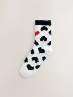 Next Cosy Ankle Socks 2 Pack Black/White Red Hearts Discount