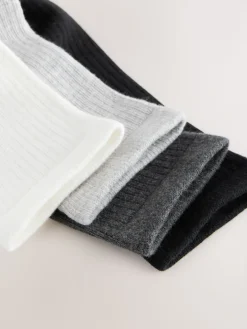 Next Ribbed Ankle Socks 4 Pack Black/White Clearance