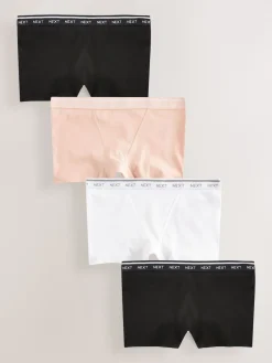 Next Boyshort Cotton Logo Knickers 4 Pack Black/White/Nude Hot