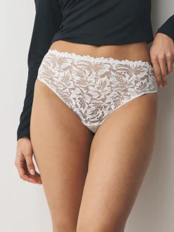 Next High Waist High Leg Lace Front NVPL Knickers 3 Pack Black/White/Nude