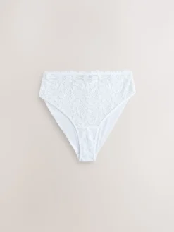 Next High Waist High Leg Lace Front NVPL Knickers 3 Pack Black/White/Nude