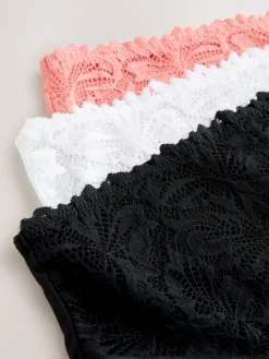 Next High Waist High Leg Lace Front NVPL Knickers 3 Pack Black/White/Nude