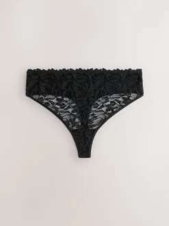 Next High Waisted Thong Lace Front NVPL Knickers 3 Pack Black/White/Nude Hot