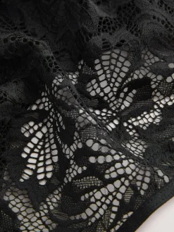 Next High Waisted Thong Lace Front NVPL Knickers 3 Pack Black/White/Nude Hot