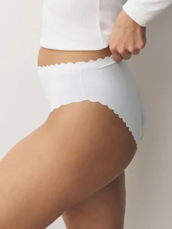 Next High Waist High Leg No VPL Scallop Knickers 3 Pack Black/White/Nude Sale