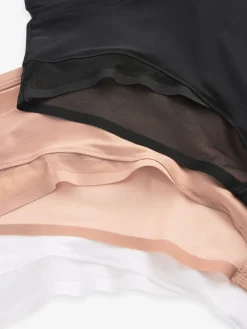 Next Mesh Trim High Waist High Leg Knickers 3 Pack Black/White/Nude Outlet