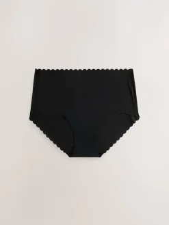 Next Midi No VPL Scallop Knickers 3 Pack Black/White/Nude Clearance
