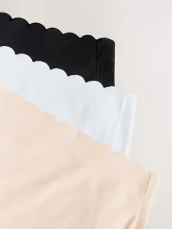 Next Midi No VPL Scallop Knickers 3 Pack Black/White/Nude Clearance