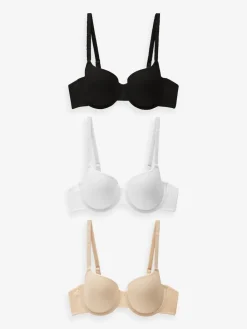 Next Black/White/Pastel Rose Nude Pad Balcony Cotton Blend Ultimate Comfort Bras 3 Pack Discount