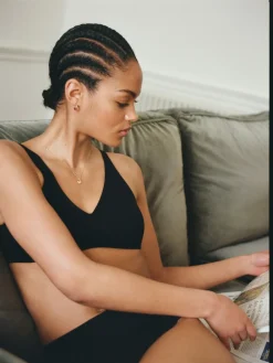 Next Non Pad Non Wire Cotton Blend Ultimate Comfort Bras 3 Pack Black/White/Pastel Rose Nude New