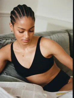 Next Non Pad Non Wire Cotton Blend Ultimate Comfort Bras 3 Pack Black/White/Pastel Rose Nude New