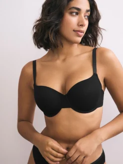 Next Black/White/Pastel Rose Nude Pad Full Cup Cotton Blend Ultimate Comfort Bras 3 Pack New