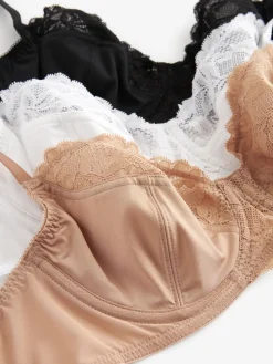 Next Black/White/Praline Nude 3 Pack Non Pad Full Cup Bras Discount