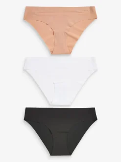 Next Brazilian No VPL Comfort Knickers 3 Pack Black/White/Praline Nude Discount