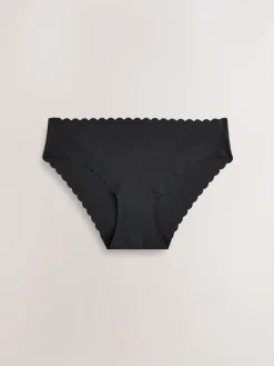 Next Black/White/Praline Nude Brazilian No VPL Scallop Knickers 7 Pack Clearance