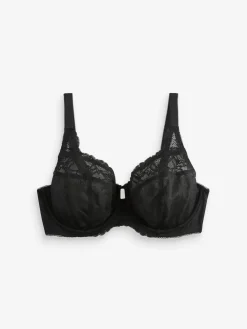 Next DD+ Lace Trim Non Pad Full Cup Underwired Bras 3 Pack Black/White/Praline Nude Sale