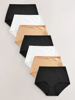 Next Full Brief Microfibre Knickers 7 Pack Black/White/Praline Nude Outlet