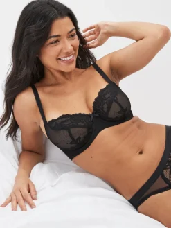 Next Black/White/Praline Nude Non Pad Balcony DD+ Lace Bras 3 Pack Sale