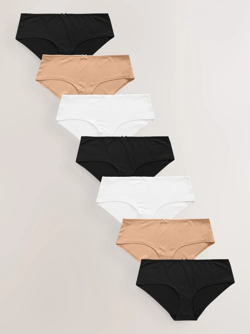 Next Short Microfibre Knickers 7 Pack Black/White/Praline Nude Hot