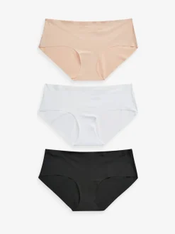 Next Short No VPL Comfort Knickers 3 Pack Black/White/Praline Nude Clearance