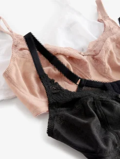 Next Total Support Full Cup Lace Ultimate Comfort Bras 3 Pack Black/White/Praline Nude Best