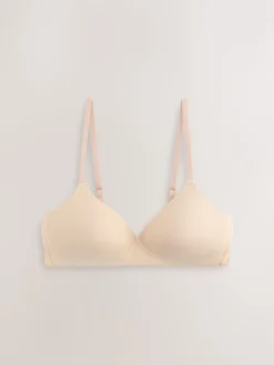 Next Black/White/White/Praline Nude Pad Non Wire Cotton Bras 4 Pack Clearance