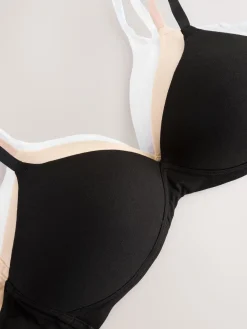 Next Black/White/White/Praline Nude Pad Non Wire Cotton Bras 4 Pack Clearance