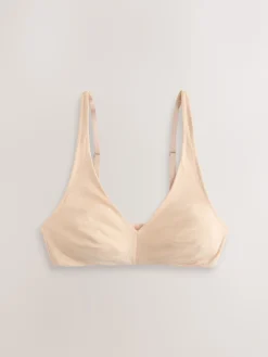 Next Black/White/White/Praline Nude Non Pad Non Wire Cotton Bras 4 Pack New