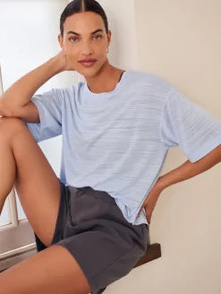 Next Active Crew Neck Lightweight Boxy Short Sleeve T-Shirt Blue