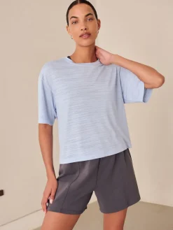 Next Active Crew Neck Lightweight Boxy Short Sleeve T-Shirt Blue