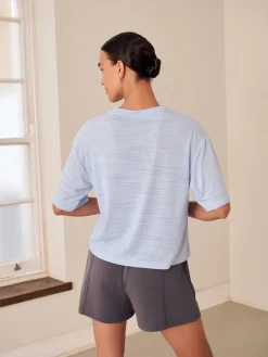 Next Active Crew Neck Lightweight Boxy Short Sleeve T-Shirt Blue