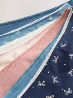 Next Full Brief Cotton Rich Knickers 7 Pack Blue Bows Outlet