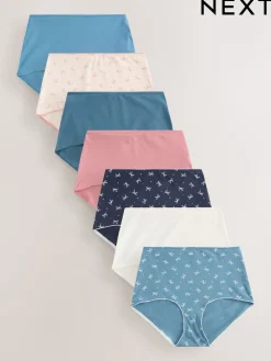 Next Full Brief Cotton Rich Knickers 7 Pack Blue Bows Outlet