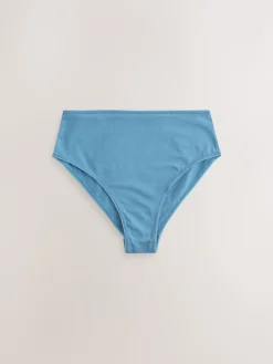 Next Blue Bows High Waist High Leg Cotton Rich Knickers 7 Pack Sale