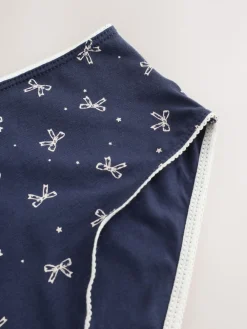 Next Blue Bows High Waist High Leg Cotton Rich Knickers 7 Pack Sale