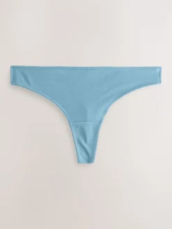 Next Thong Cotton Rich Knickers 7 Pack Blue Bows New