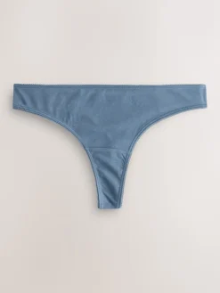 Next Thong Cotton Rich Knickers 7 Pack Blue Bows New