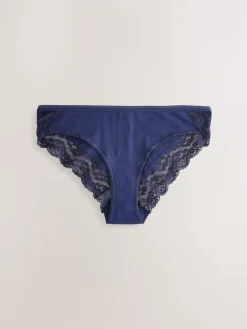 Next Blue Ditsy Floral Bikini Cotton Lace Knickers 4 Pack Outlet