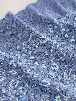 Next Blue Ditsy Floral Full Brief Cotton Lace Knickers 4 Pack Online