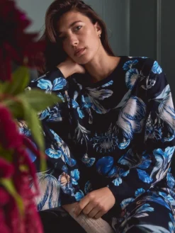 Next Blue Floral Kew Collection Long Sleeve Pyjamas Clearance